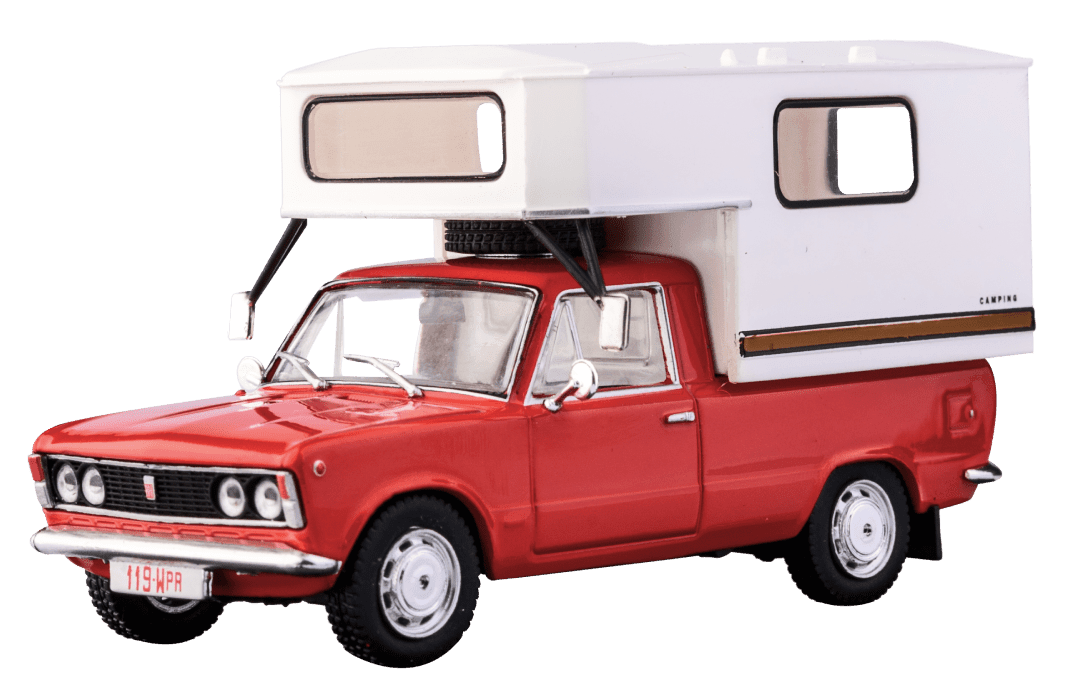 Wystawy modeli kolekcjonerskich z czasów PRL - Fiat 125p kamper - bok